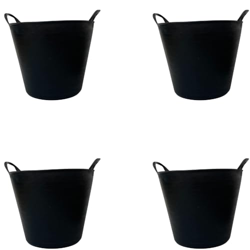 KEROPPA Capazo 42 litros Pack de 4 Uds Espuerta de Goma con Asas para Obras Recolección de Frutos Fabricado en España Uso Doméstico y Profesional Robusto Resistente