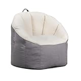 Big Joe Milano Bean Bag Chair, Oat Sherpa and Graphite Vegan Suede, Soft Polyester, 2.5 feet