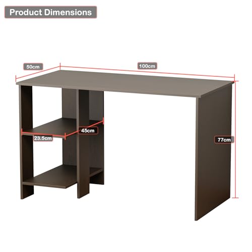 Image of Lukzer Engineered Wood Computer Desk with One Tier Shelves Laptop Study Table for Office Home Workstation Writing Modern Desk (ST-007 / Wenge / 100 x 50 x 77 cm)