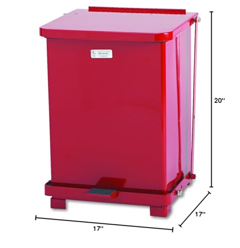 Image of Rubbermaid Commercial Products Defenders Biohazard Steel Trash Can Step-On 4 GAL Red Hospital /Doctor's Office /Healthcare Facilities