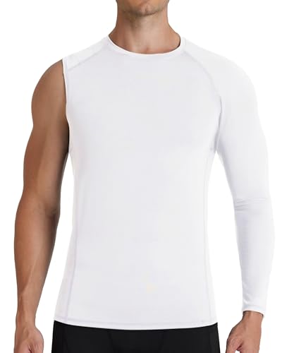 RIKUAOU Mens One Arm Sleeve Compression Shirts 1/2 Long Sleeve Athletic Base Layer Undershirt Basketball Workout Top