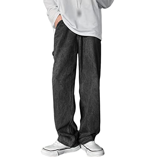 Men's Slim Fit Straight Leg Jeans Classic Hip Hop Streetwear Denim Pants Casual Biker Jean Trousers (3X-Large,Black)