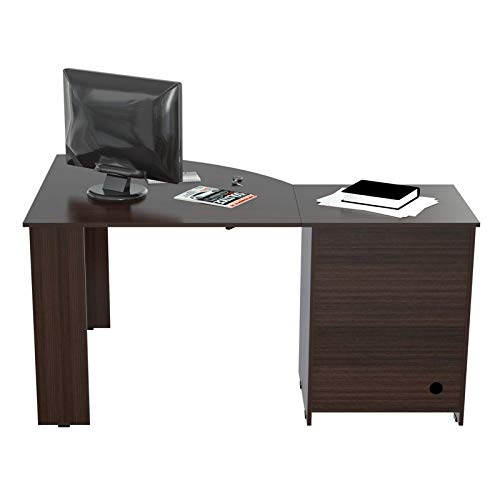 Inval America L-Shaped Corner Desk, Espresso #TOP6