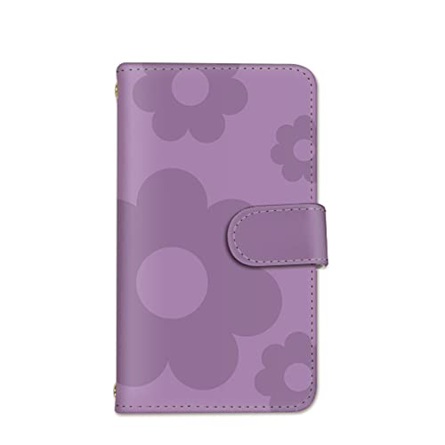 seventwo AQUOS wish5 互換品 SH-52F 適合 スマホカバー 手帳型 PUレザー アクオス ウィッシュ ファイブ 花柄 北欧風デザイン H.ラベンダー flower200