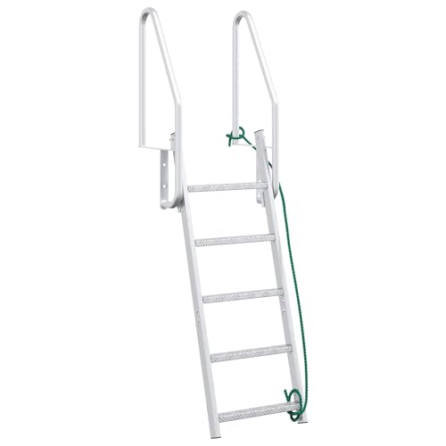 vidaXL 5-Stufen Dockleiter Silber 58 x 77 x 191 cm Aluminium, Garten und Terrasse, Moderne Aluminium-Dockleiter, strapazierfähig, einfacher Einsatz, Sicherheitszugang für Wasserfahrzeuge