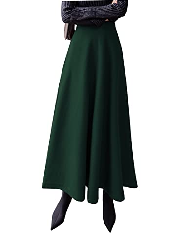 Jupe en laine A-line maxi hiver à carreaux pour femme taille haute S