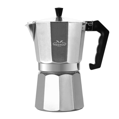 MERMOO YILAN Moka Pot 3/6/9 tazas – Cafetera de café de gas y eléctrica para camping, cafetera para casa, oficina, camping (9 tazas)