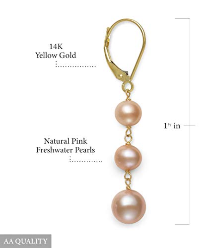 Belacqua Cultured Freshwater Pearl Dangle Drop Earrings in 14K Solid Gold, Multicolored, Black, White or Pink, Closure - Leverback, 1.5 Inches Length, Fashion Jewelry for Women, Gift Box Included4