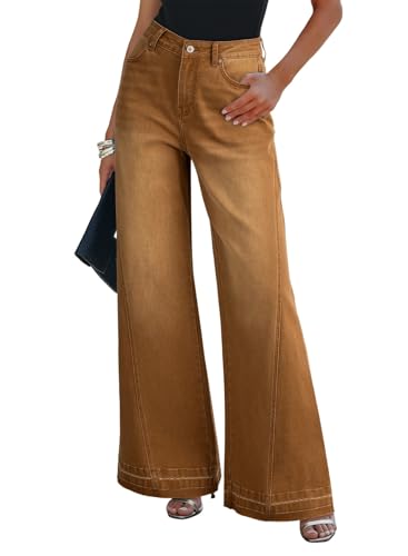Dokotoo Womens Jeans Baggy Stretchy Casual High Waisted Wide Leg