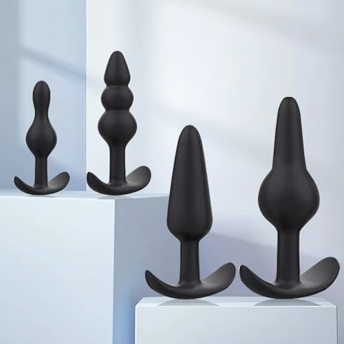 Image of Deluxe 4-Piece Anal Plug Kit: Body-Safe Silicone, Diverse Sizes & Shapes for Beginners to Advanced - Ultimate Sex Toy for Anal Play, Intimate Exploration Set