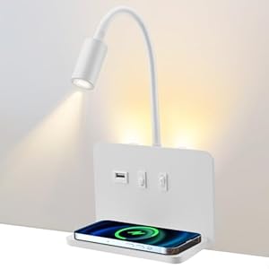 Strixorn 0FQH6 LED Leselampe Wandmontage mit Wireless Charger