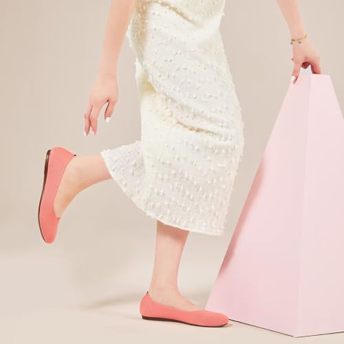Image of Frank Mully Women's Ballet Flat Shoes Knit Dress Shoes Round Toe Slip On Ballerina Flats for Woman Low Wedge Comfort Soft