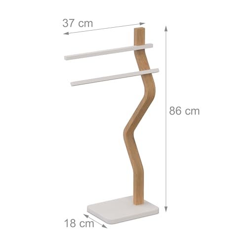 Toallero de pie Relaxdays en metal y madera blanco de 86 cm 5