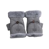 Fingerless Flip Mittens - Thick Warm Touchscreen Gloves for Cycling & Outdoor(Gray)