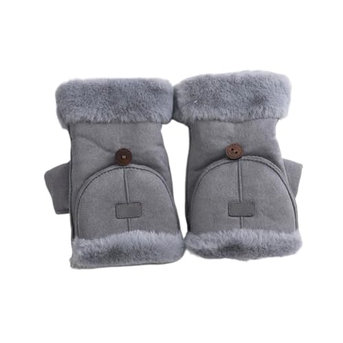 Fingerless Flip Mittens - Thick Warm Touchscreen Gloves for Cycling & Outdoor(Gray)