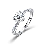 ZUOHUI Anillo de Plata de Ley S925 de Moissanite for Mujer, Conjunto de Bisel, Banda de Media eternidad, apilable, Compromiso, Aniversario de Boda(Silver,5)