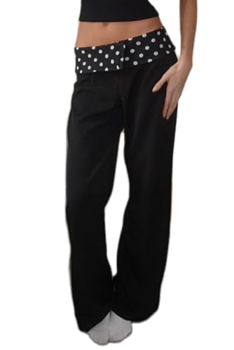 UAURORAO Women Dressy Wide Leg Pants Lace Trim Patchwork Work Trousers Y2k Low Rise Suit Pants Going Out Streetwear