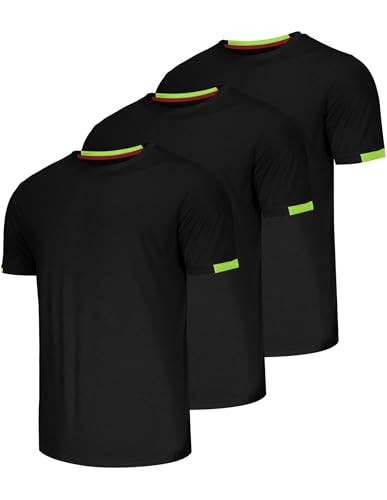 Mens T Shirts Running Mens T Shirts 3 Packs Gym Shirts Men’s T Shirts Multipack Mens Muscle Fit T Shirts Cool Dry Working Shirts Short Sleeve Gym T Shirts Athletic for Training-Black/Black/Black-XXL
