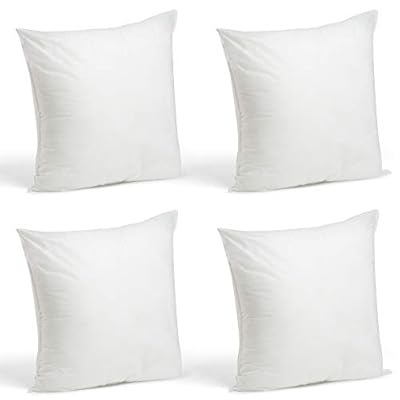 Foamily Set of 4-18 x 18 Premium Hypoallergenic Stuffer Pillow Inserts Sham Square Form Polyester, 18" L X 18" W, Standard/White