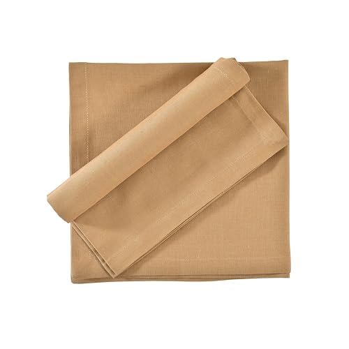 Image of FINGERCRAFT Table Napkins 18x18 Inches Set of 6 Cotton Linen Blend Fabric Dinner Cloth Napkins Washable and Reusable, Good Absorbency for Home, Parties, Hotels (Beige)