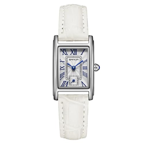 Image of Poshi Sanda Premium White Brass Sqaure Dial Watch | 200mm Rose Gold Stainless Steel Strap Quartz Watch for Women