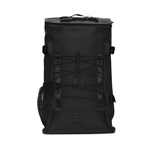 RAINS Trail Mountaineer Bag - Waterproof, Unisex, Sporty Rucksack for Work, higher education, Travel (Black)
