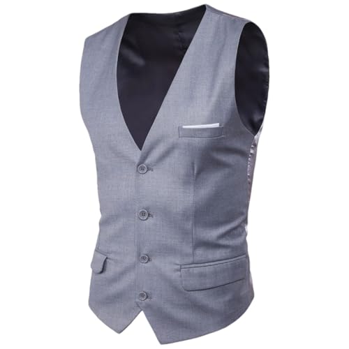 Men’S Casual Suit Vest Single Breasted Slim Fit Sleeveless Waistcoat For Groom Groomsman Wedding Formal Party