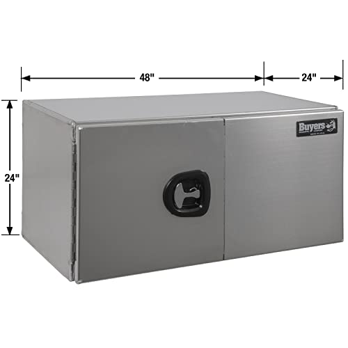 Image of Buyers Products 1705440 Silver Pro Series Smooth Aluminum Underbody Truck Box with Barn Door, 24x24x48 Inch, Durable Vehicle Tool Box for Storage and Organization