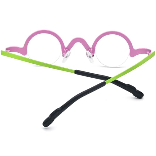 Image of FONEX Colorful Pure Titanium Glasses Frame Women Retro Round Eyeglasses