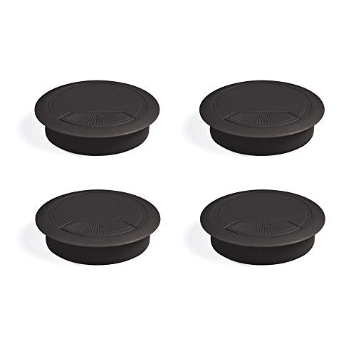 EMUCA - Pasacables de Mesa Circular Ø80mm de plástico Negro, Tapa pasacables encastrable en Mesa de Oficina/Escritorio, Lote de 4