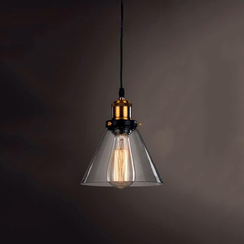 Lámpara colgante de metal y vidrio E27 retro para techo de cocina 2
