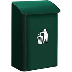 Papelera Pared ARREGUI E6103 Papelera Mural de Acero de 18 L | Papelera de Garaje y Parking | Papelera para Comunidad, Portal, Espacios Interiores | Papelera de pared | verde