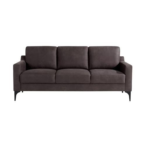 Image of Serta Triton 78 inch Sofa, Transitional Modern, Dreamcoil Comfort, Metal Legs, Vegan Suede, Charcoal