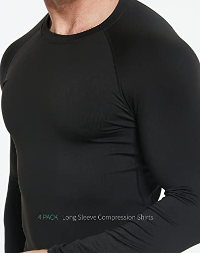 Telaleo 5 Pack Men'S Compression Shirts Long Sleeve Upf Spf Rash Guard Workout Base Layer Undershirt Gear L thumb #8