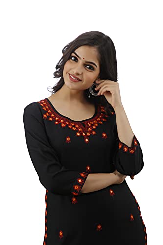 Image of Women's Rayon Heavy Embroidery Work Straight Kurta