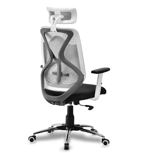 CRATVZ High Back Mesh Ergonomic Office Chair, Adjustable Armrests, Lumbar Support & Headrest, Tilt Lock Mechanism, Heavy Metal Base, Home/Office Desk...