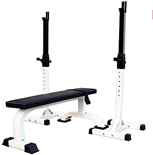 Banco De Pesas, Soporte Para Sentadillas, Soporte Ajustable Para Barra, Banco De Pesas, Press De Banca, Equipo De Fitness Para El Hogar, Equipo De Entrenamiento Deportivo (Blanco, 107 X 68 X 40,5 Cm)
