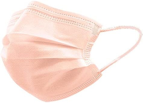 Amazon 不織布 カラーマスク 50枚 1 大人用 使い捨てマスク 血色カラー ３層構造 おしゃれマスク アプリコット ノーブランド品 布マスク