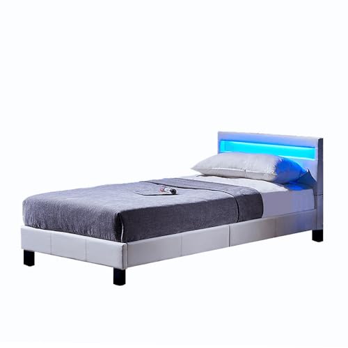 Home Deluxe - LED Bett Astro - Weiß, 90 x 200 cm - Inkl. Lattenrost I...