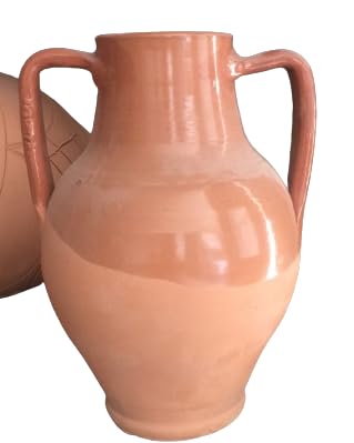 Vaso in terracotta semi smaltato con manici, 35 cm