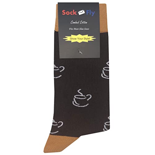Simple Coffee Dress Socks Funny Novelty Crazy Fun Design Men Size 8-12 Cotton Casual Crew Colorful Funky Fancy Socks Gift for Men4