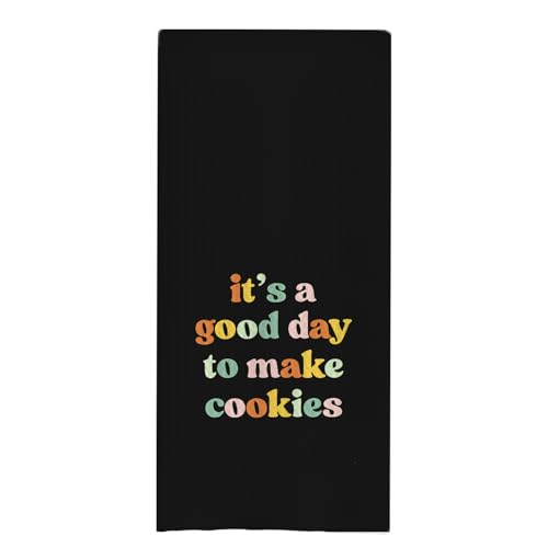 uinwk Baking & Cooking Towels, Tea Towels for Bakers & Cooks, Gifts for Cookie Lovers, 16x24 Black