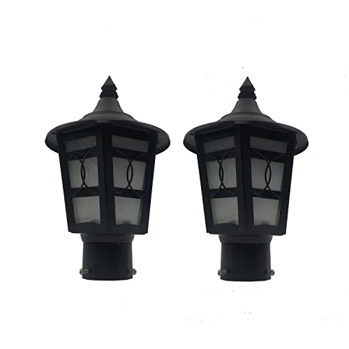 Image of SINOMAN Outdoor Post Lantern Gate Light Black Pillar Lamp Garden Light with Clear Glass Weatherproof Fixture for Pathway Front Entrance Patio or Walkway (Without Bulb)