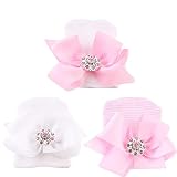 Aijian Newborn Hospital Hat Infant Baby Hat Cap with Big Bow Soft Cute Knot Nursery Beanie (3 Pack B