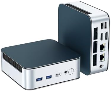 Glorlin Mini PC AMD Ryzen 5300U, 16GB DDR4 512GB NVMe SSD, Triple 4K HDMI/DP/Type-C, WiFi 6 BT5.3, Dual 2.5G LAN, Expandable to 64GB/4TB, Small Desktop Computer Micro PC for Office, Home, Media