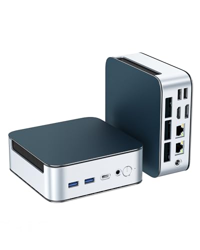 Glorlin Mini PC AMD Ryzen 5300U, 16GB DDR4 512GB NVMe SSD, Triple 4K HDMI/DP/Type-C, WiFi 6 BT5.3, Dual 2.5G LAN, Expandable to 64GB/4TB, Small Desktop Computer Micro PC for Office, Home, Media