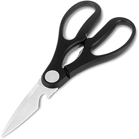 Heavy Duty Kitchen Scissors - Multi-Purpose Utility Shears for Chicken, Fish, Meat, Vegetables, Herbs Stainless Steel, Non-Slip Comfy Handle, Bottle Opener, Screw Cap Grip Aid Cover