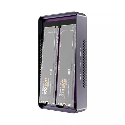 JMT M.2 Dual Bay NVME Array Hard Drive Enclosure 20Gbps with RAID Function for External HDD - Thumbnail 2