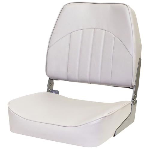 Overton's Economy Low-Back Fishing Seat – Embossed Center Panel, Injection-Molded Frame, UV-Protected Marine Vinyl, 200 lb Capacity