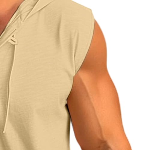 Camiseta de verano para hombre con capucha y diseño sin mangas 5